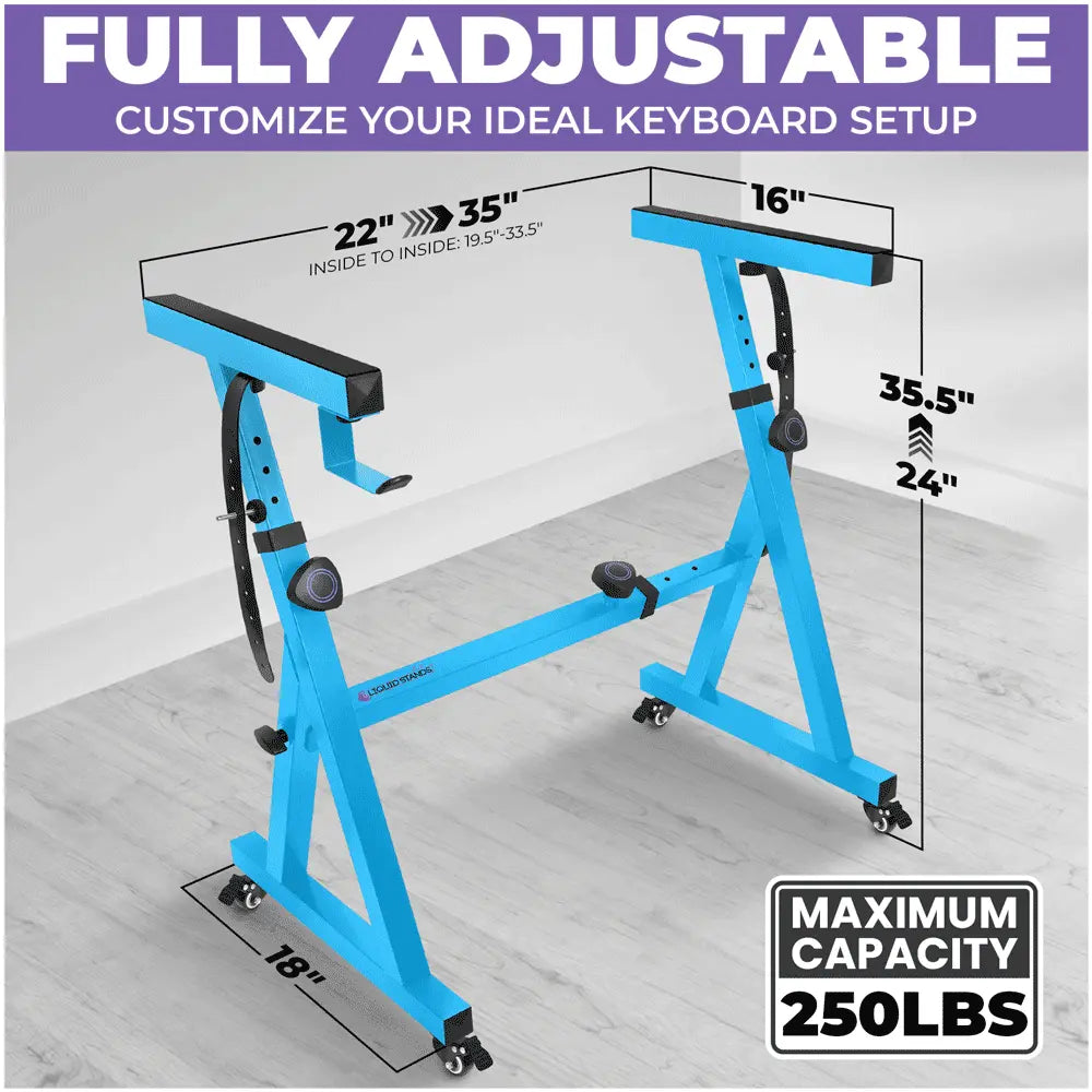Adjustable Z Shape Light Blue Keyboard Stand with Wheels Liquid Stands