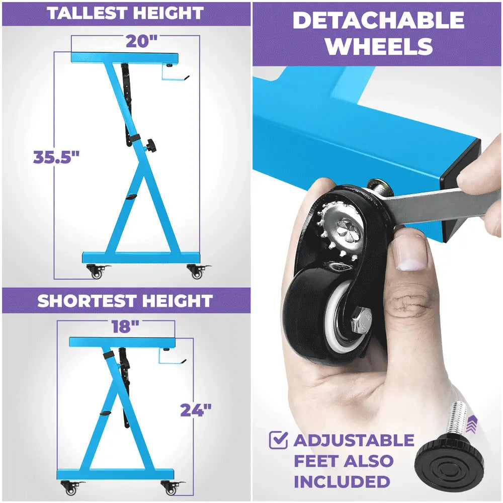 Adjustable Z Shape Light Blue Keyboard Stand with Wheels Liquid Stands