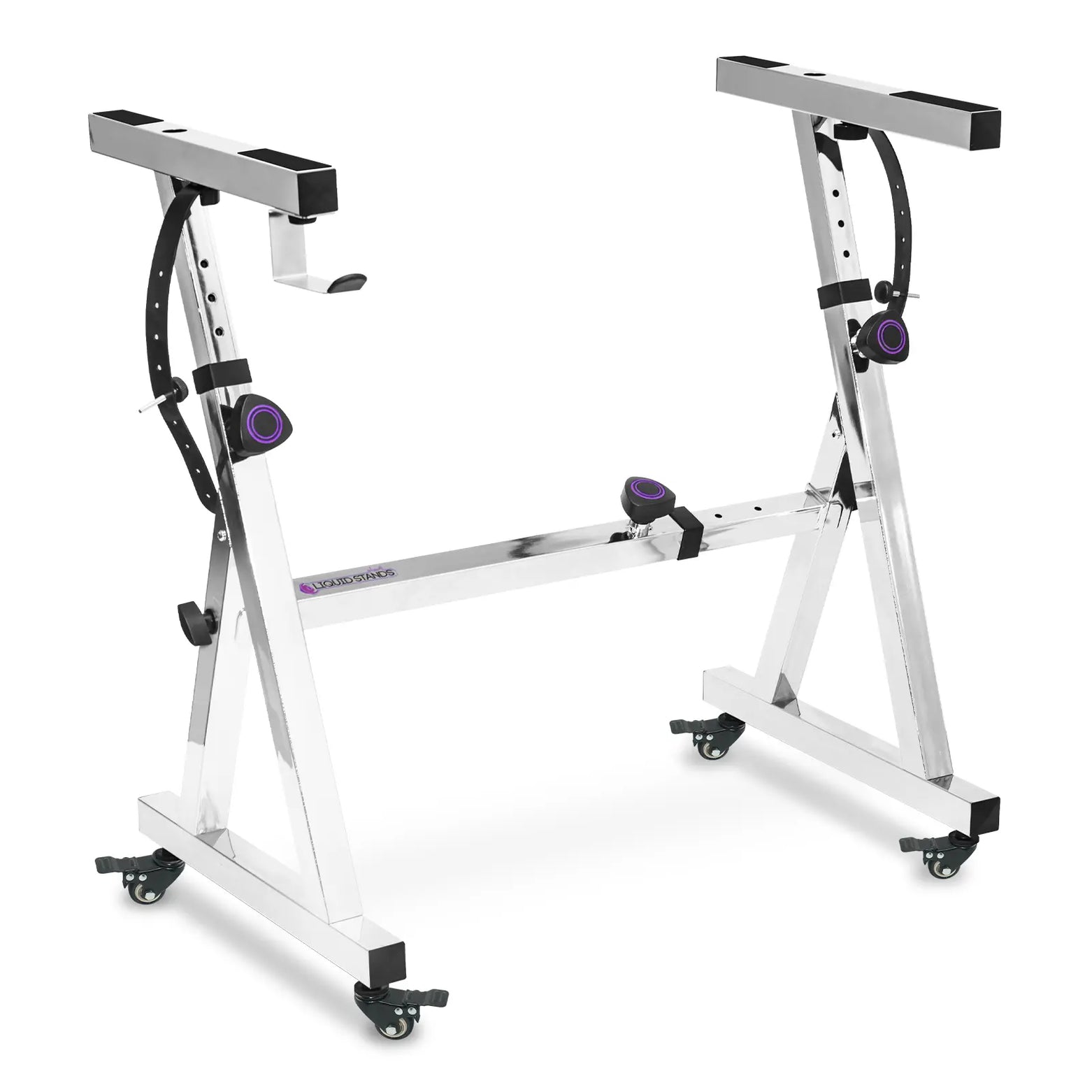 Adjustable Z Shape Chrome Keyboard Stand with Wheels
