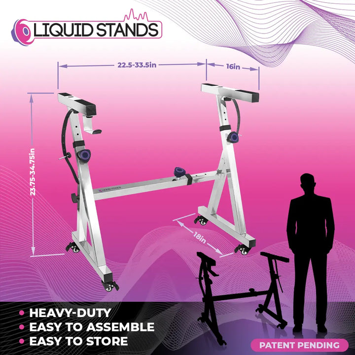Adjustable Z Shape Chrome Keyboard Stand with Wheels
