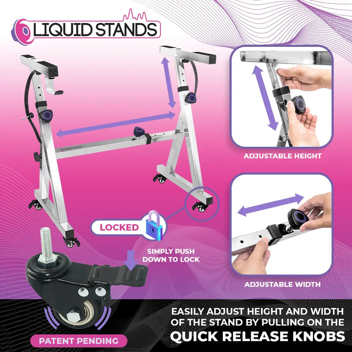 Adjustable Z Shape Chrome Keyboard Stand with Wheels