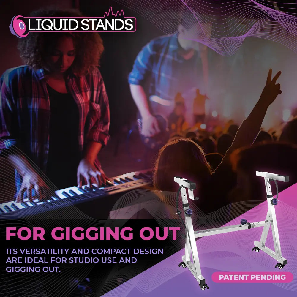 Adjustable Z Shape Chrome Keyboard Stand with Wheels