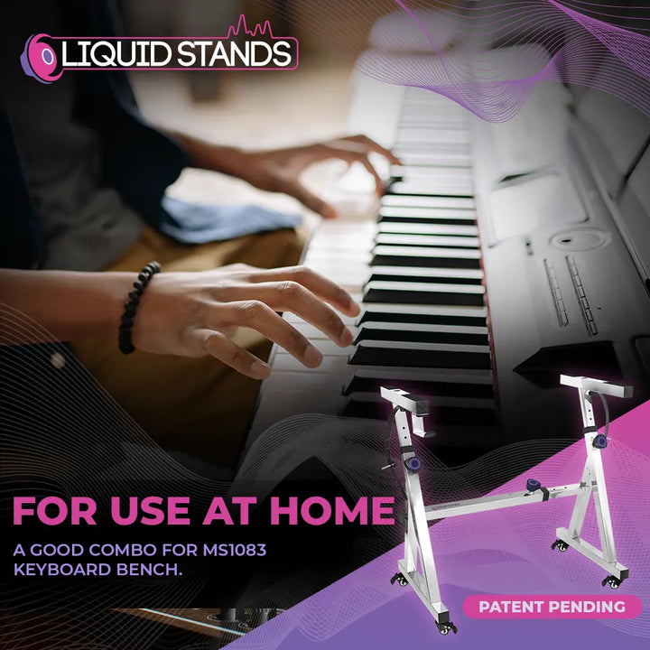 Adjustable Z Shape Chrome Keyboard Stand with Wheels