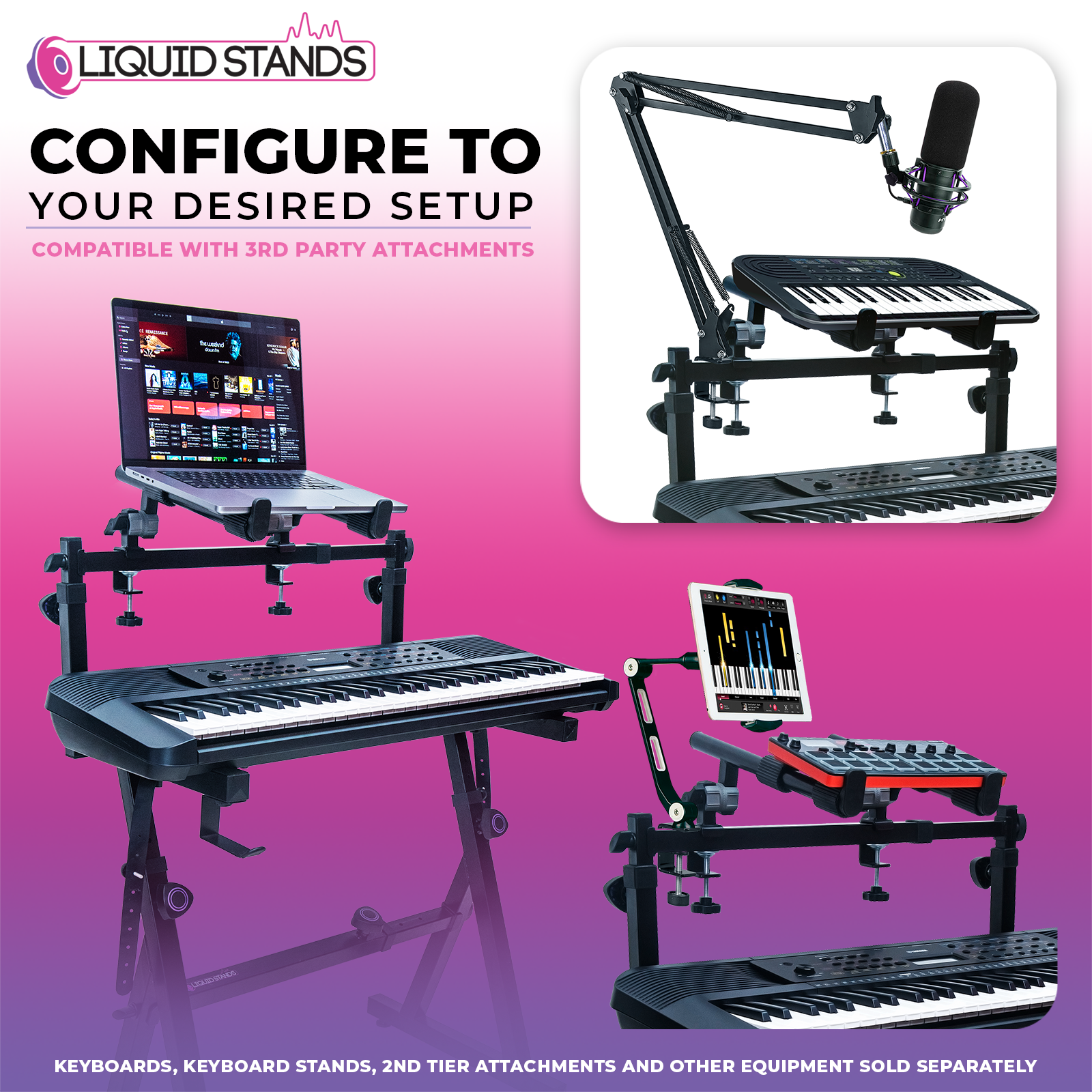 Adjustable 2-Tier Keyboard Stand Extender - Arms Only