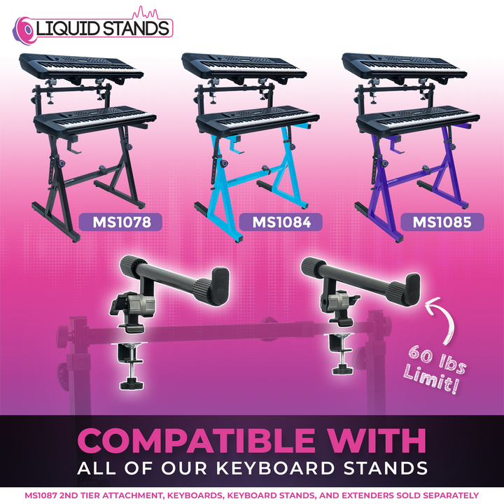 Adjustable 2-Tier Keyboard Stand Extender - Arms Only