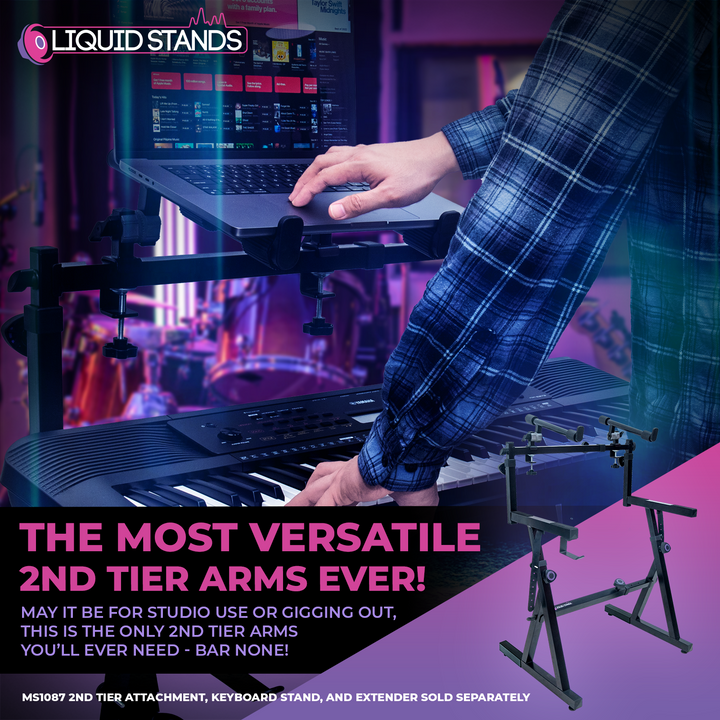 Adjustable 2-Tier Keyboard Stand Extender - Arms Only