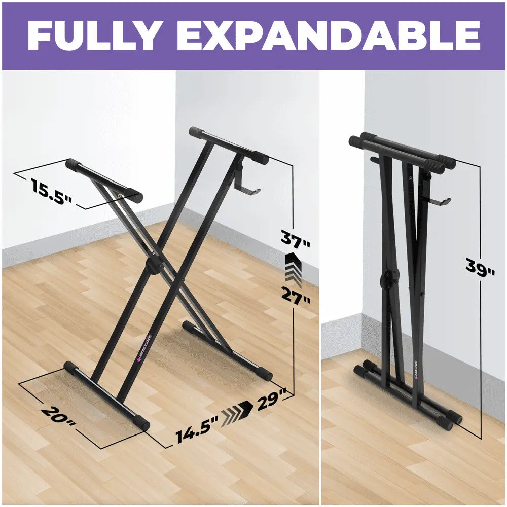 Refurbished Adjustable X Style Piano Keyboard Stand Liquid Stands