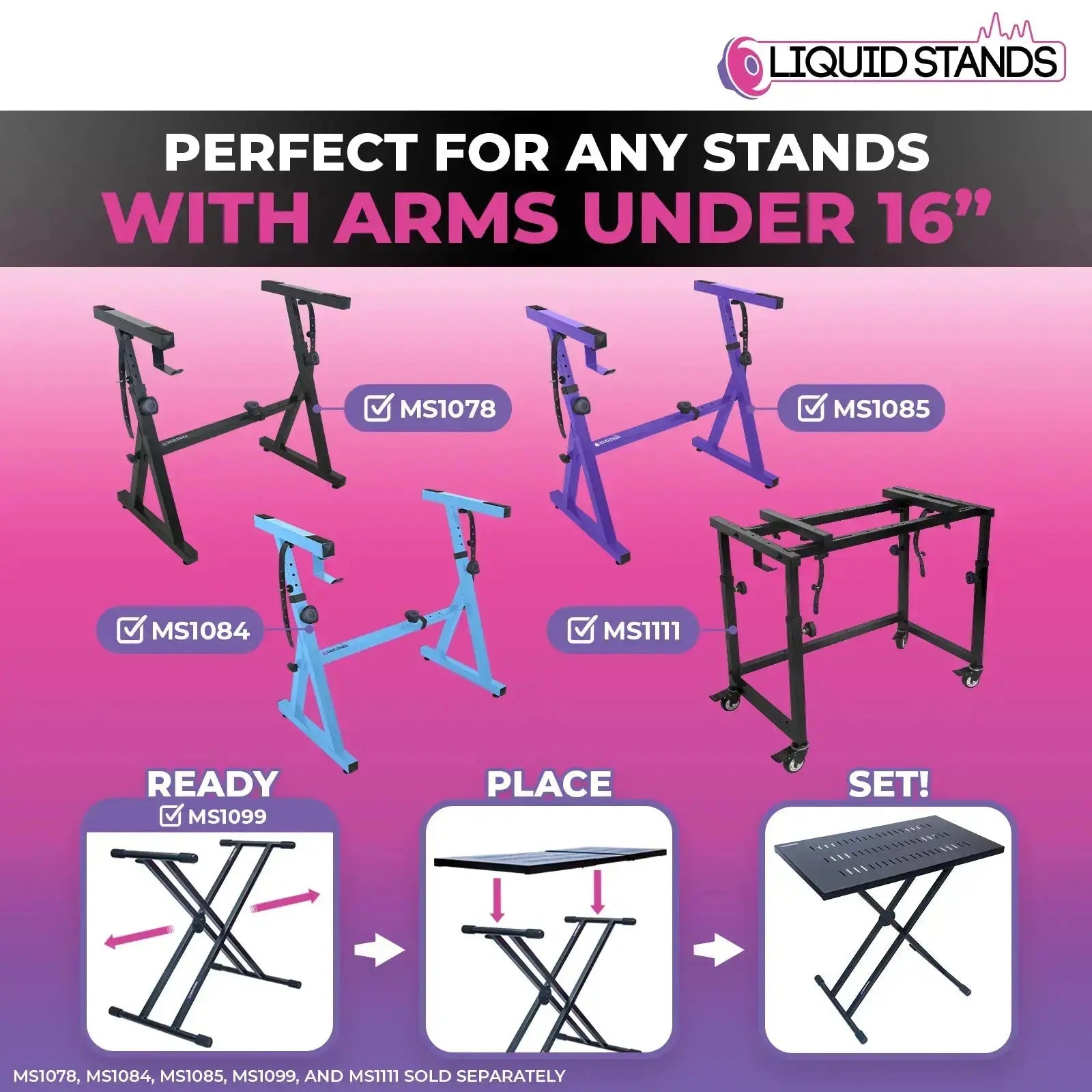 WS Utility Table Top for X Style and Z Style Piano Stands Liquid Stands