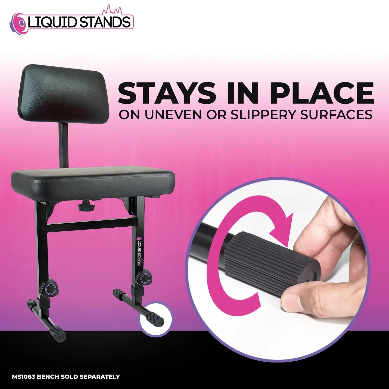 WS Adjustable Backrest for Piano Keyboard Bench Liquid Stands