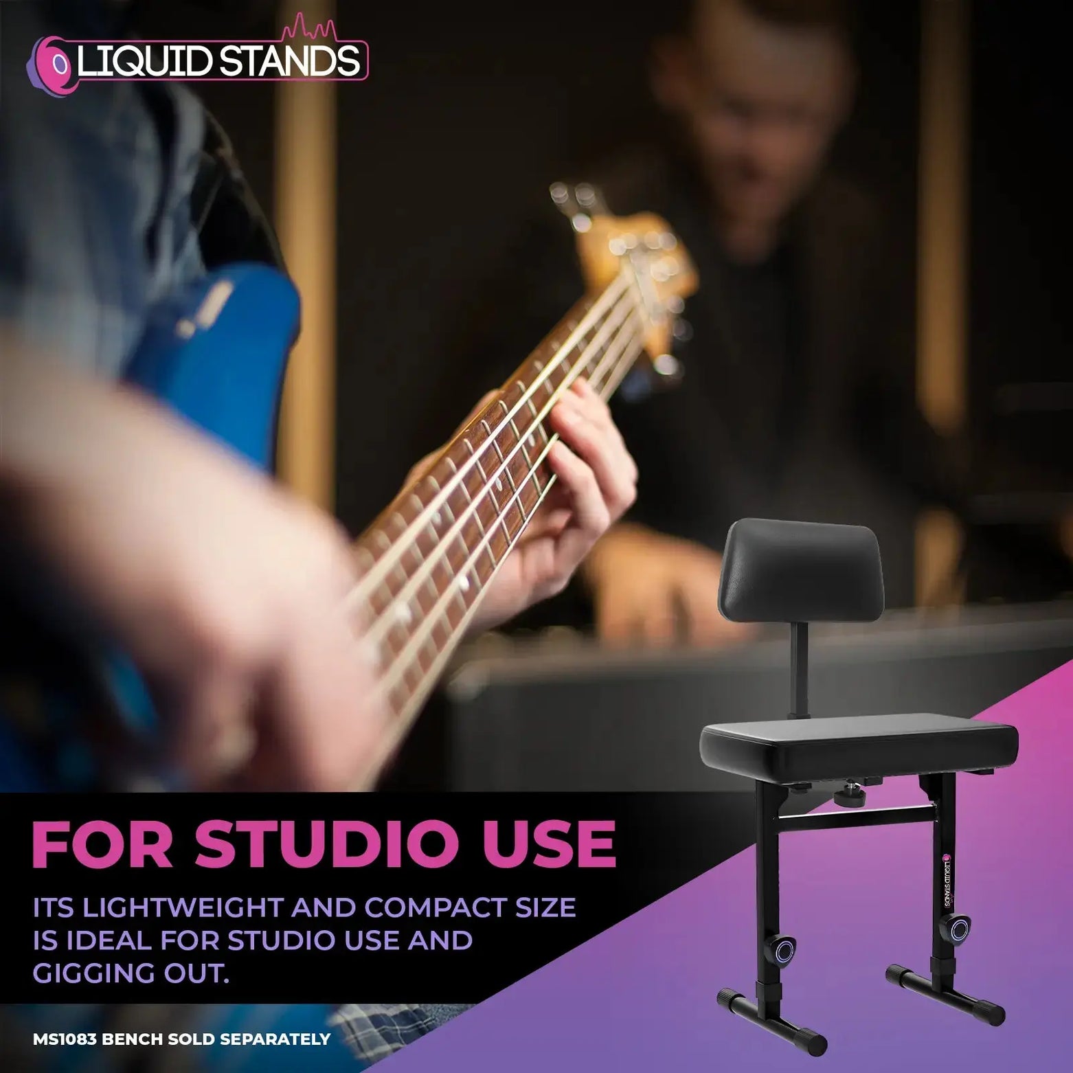 WS Adjustable Backrest for Piano Keyboard Bench Liquid Stands