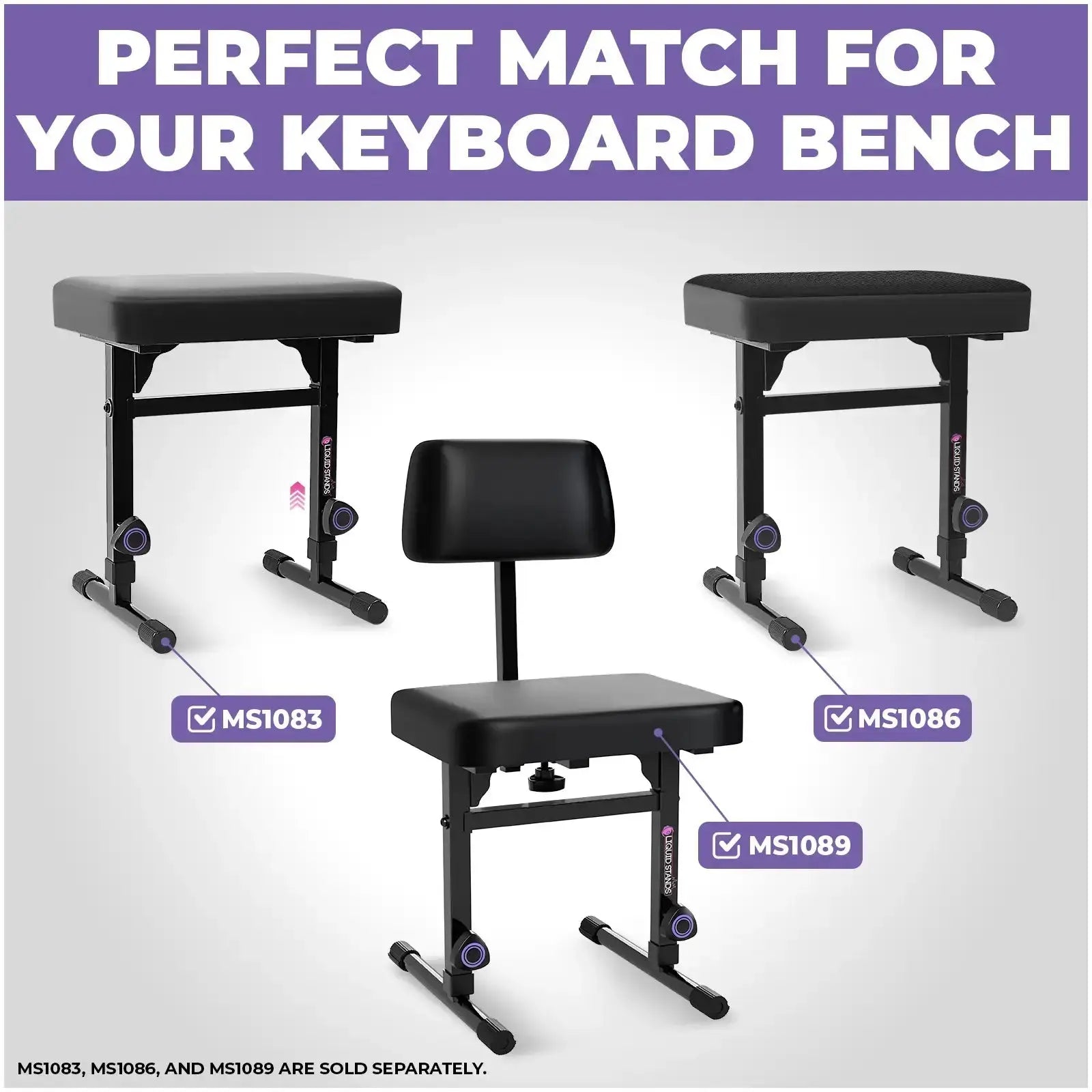 Adjustable Backrest for Piano Keyboard Bench Liquid Stands