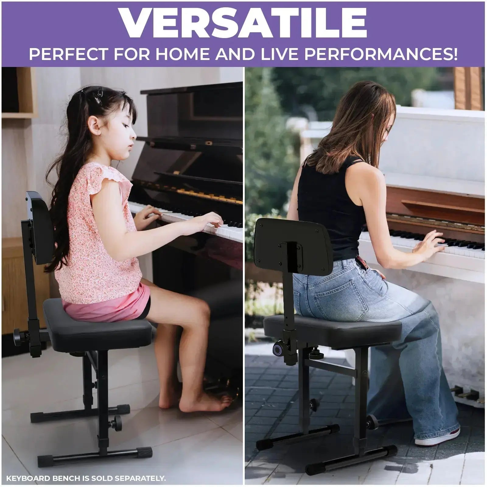 Adjustable Backrest for Piano Keyboard Bench Liquid Stands