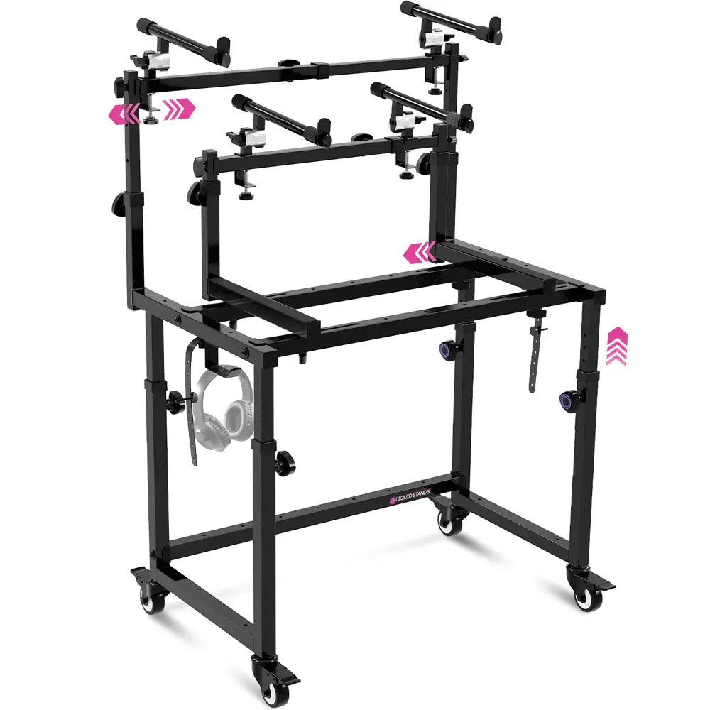 3-Tier Portable Keyboard Workstation with Wheels | 3-tier Keyboard Stand Liquid Stands