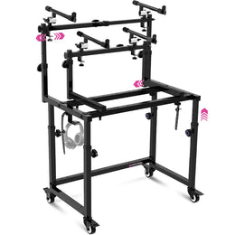 3-Tier Portable Keyboard Workstation with Wheels | 3-tier Keyboard Stand Liquid Stands