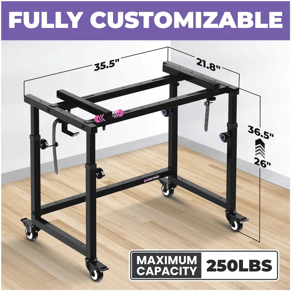 3-Tier Portable Keyboard Workstation with Wheels | 3-tier Keyboard Stand Liquid Stands