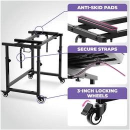 3-Tier Portable Keyboard Workstation with Wheels | 3-tier Keyboard Stand Liquid Stands