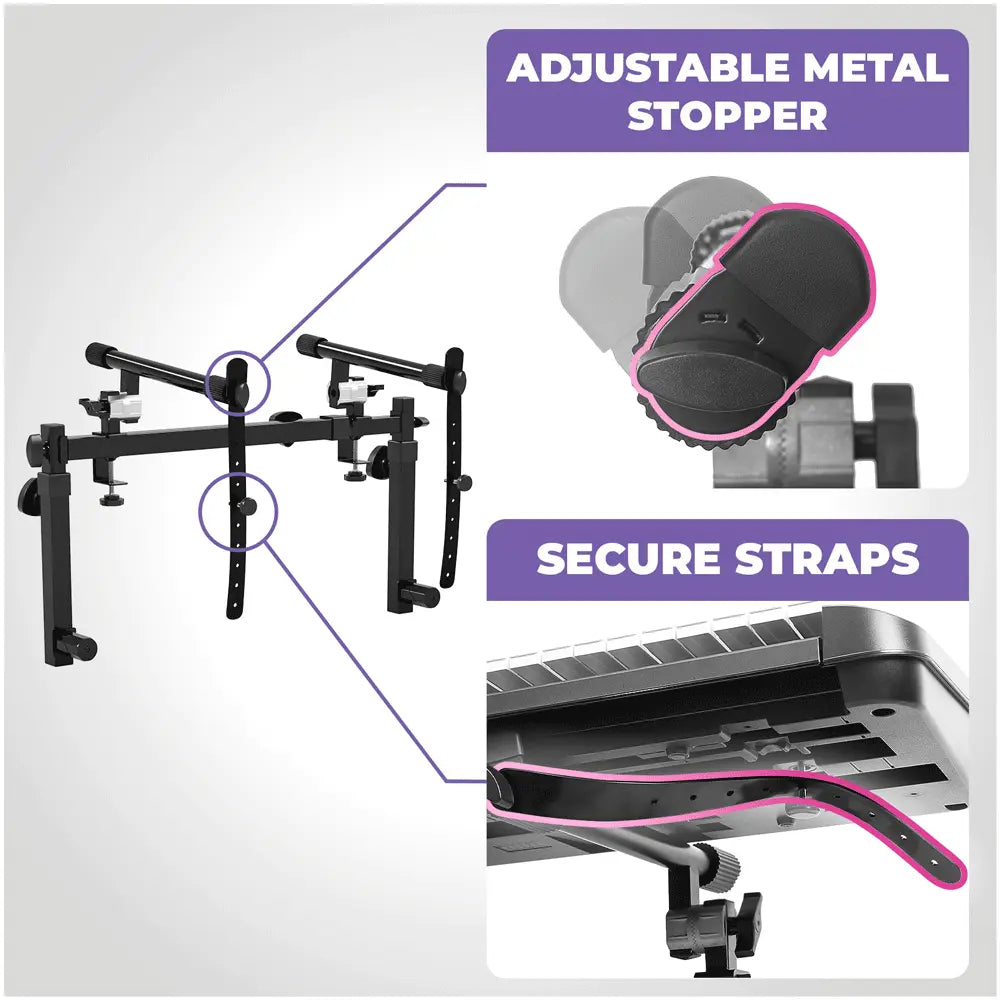 3-Tier Portable Keyboard Workstation with Wheels | 3-tier Keyboard Stand Liquid Stands