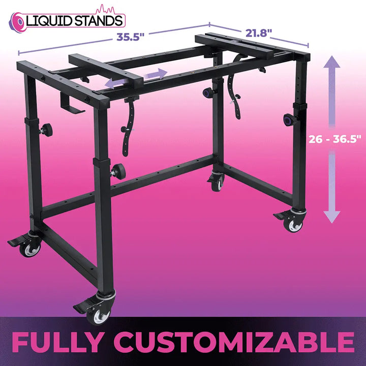 3-Tier Portable Keyboard Workstation with Wheels Liquid Stands