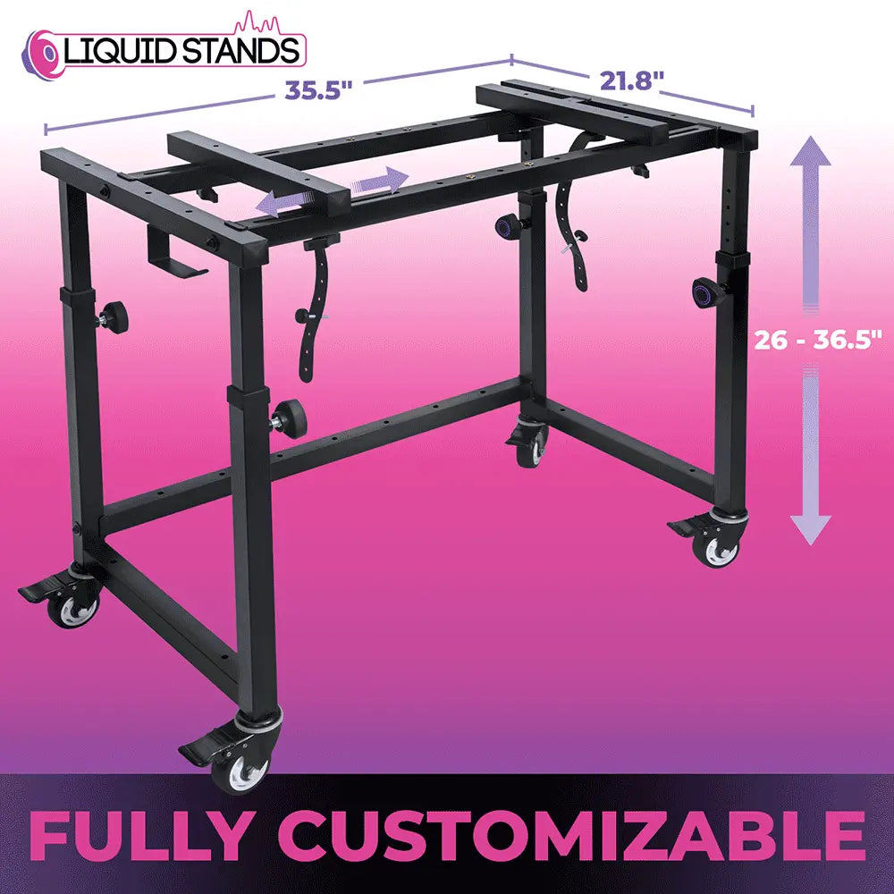3-Tier Portable Keyboard Workstation with Wheels Liquid Stands