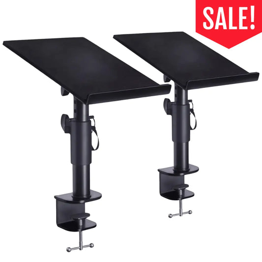 2-Piece Clamp-on Adjustable Speaker Monitor Stands with Tilt