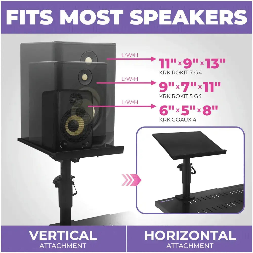 2-Piece Clamp-on Adjustable Speaker Monitor Stands with Tilt Liquid Stands