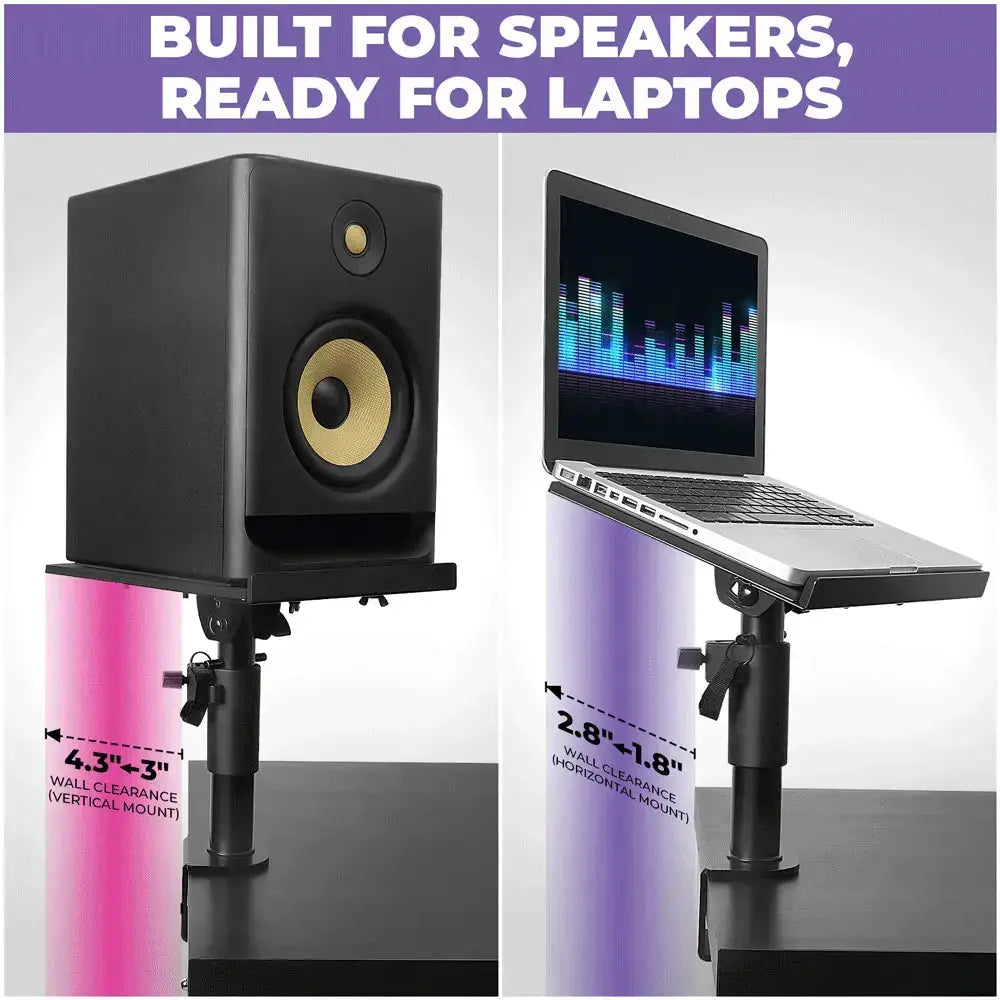 2-Piece Clamp-on Adjustable Speaker Monitor Stands with Tilt Liquid Stands