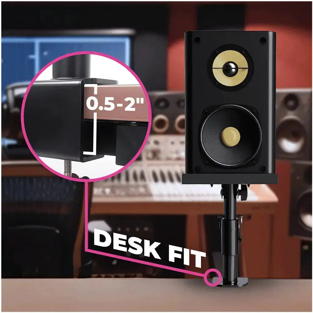 2-Piece Clamp-on Adjustable Speaker Monitor Stands with Tilt Liquid Stands