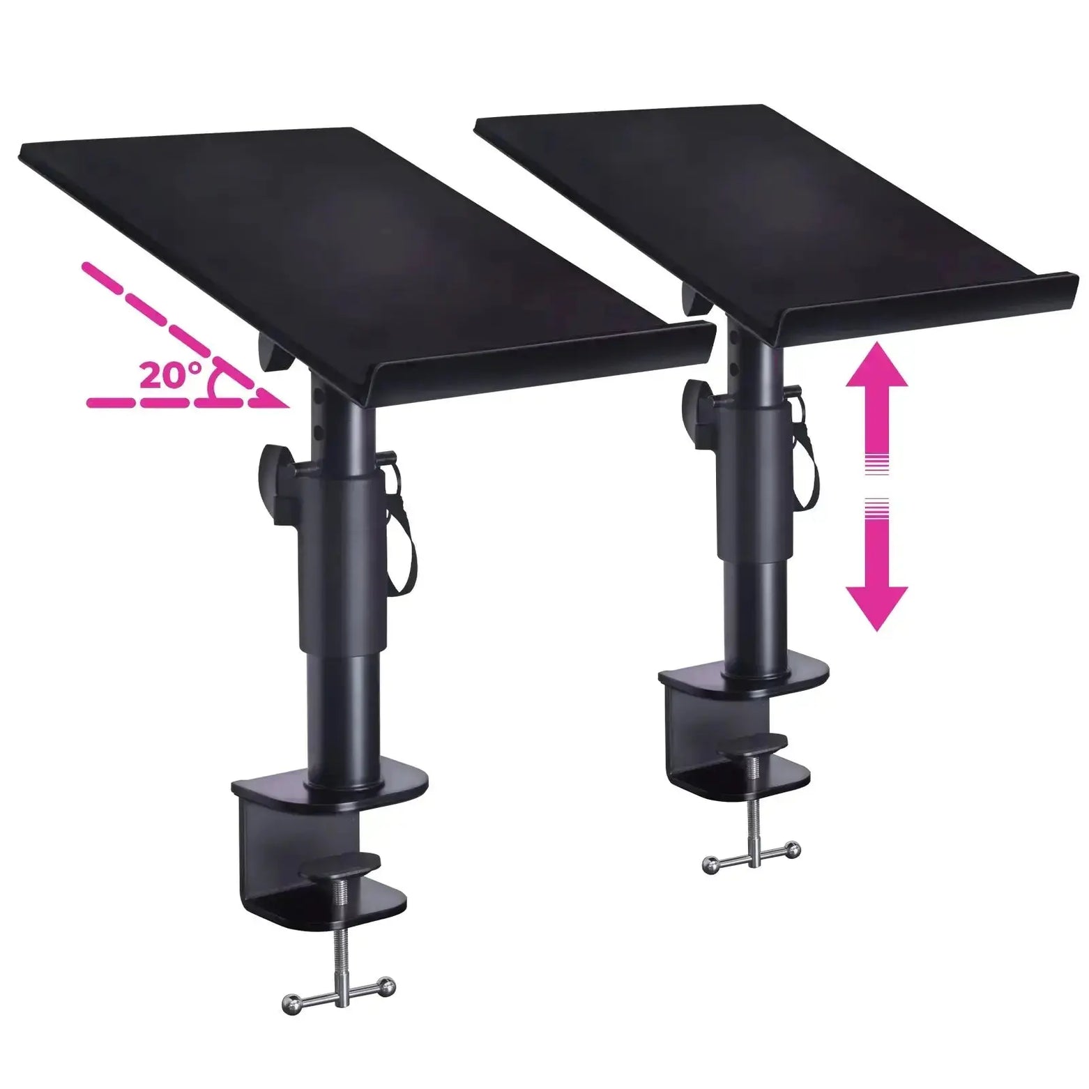 WS 2-Piece Clamp-on Adjustable Speaker Monitor Stands with Tilt Liquid Stands