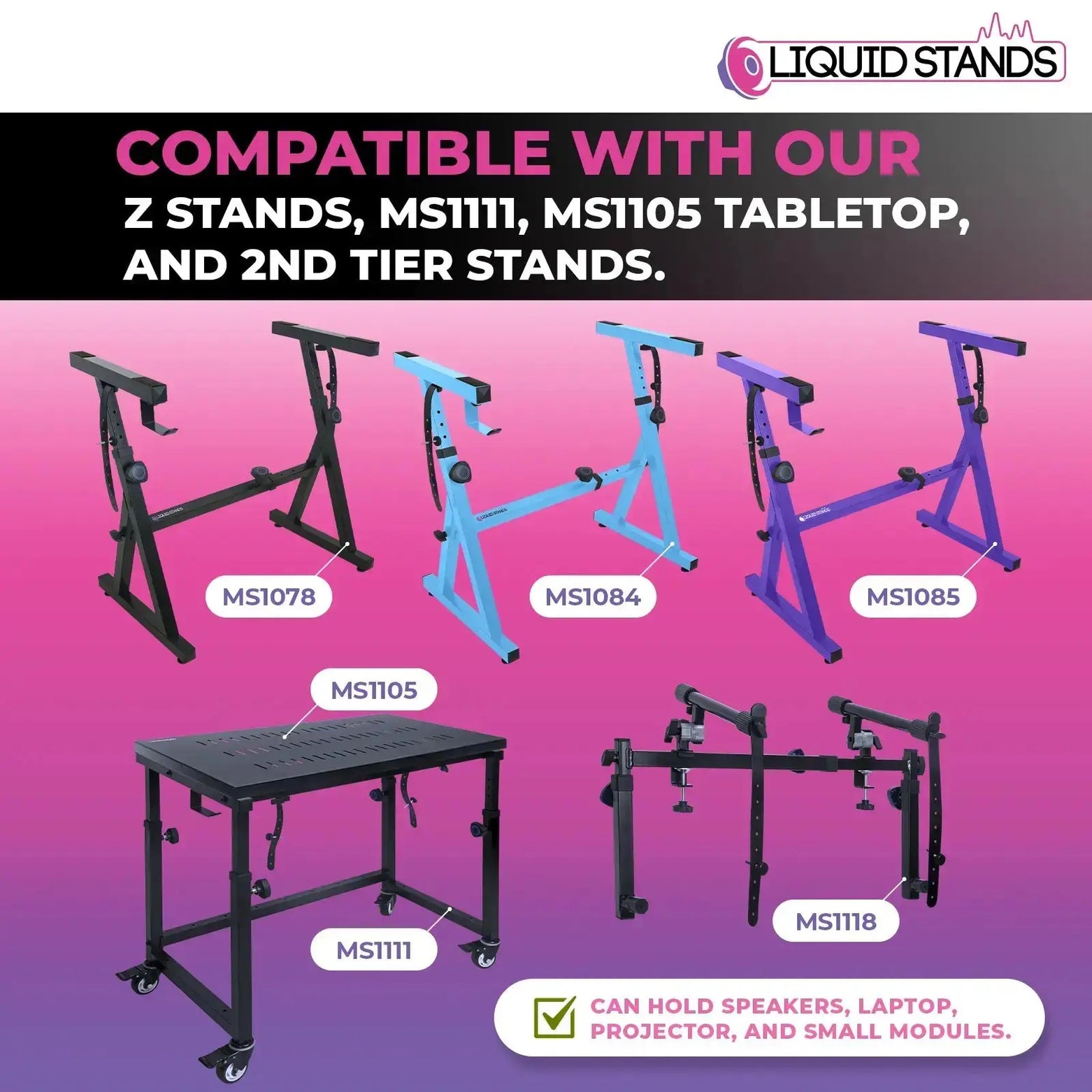 WS 2-Piece Clamp-on Adjustable Speaker Monitor Stands with Tilt Liquid Stands