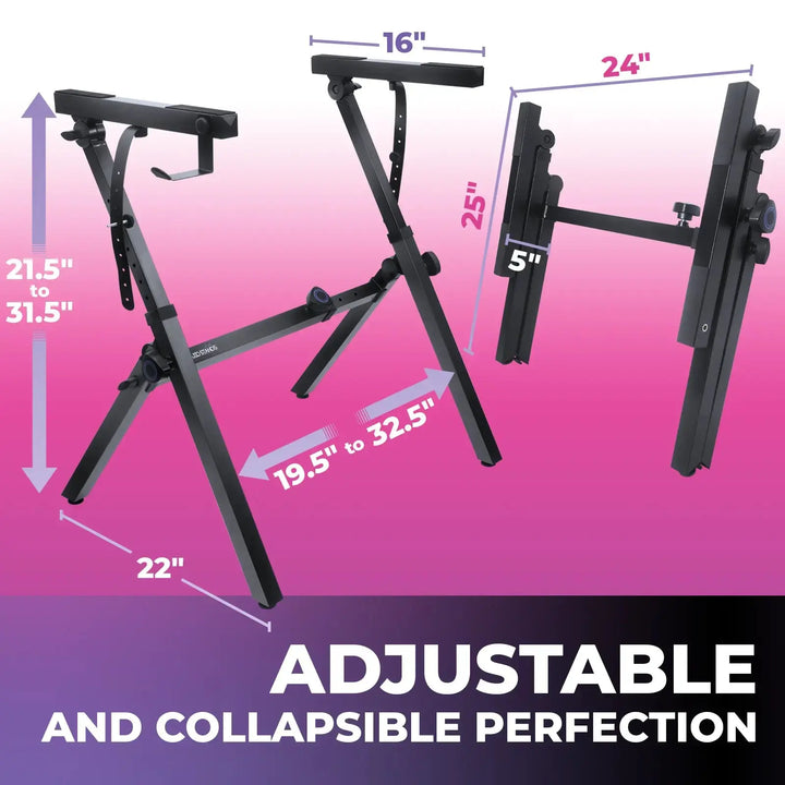 Foldable Piano Keyboard Stand and Bench Set Liquid Stands