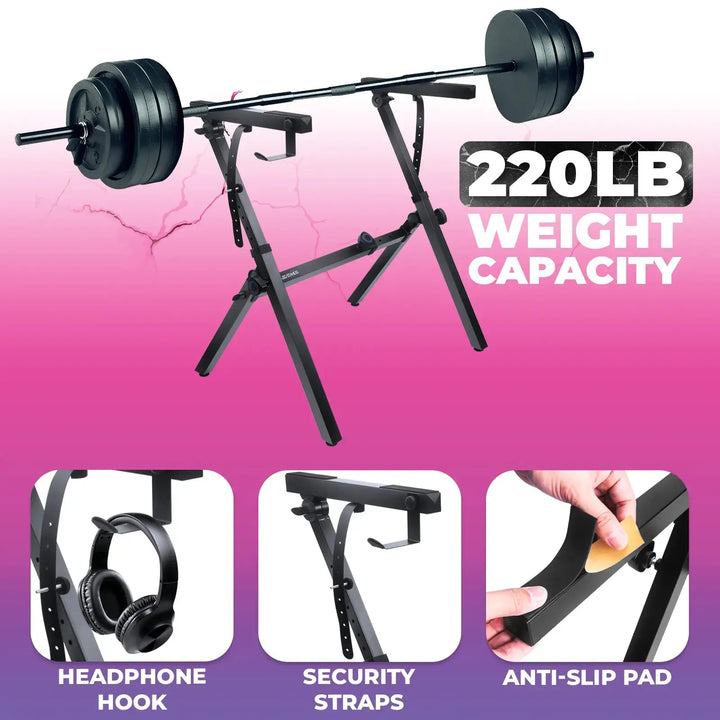 Foldable Piano Keyboard Stand and Bench Set Liquid Stands