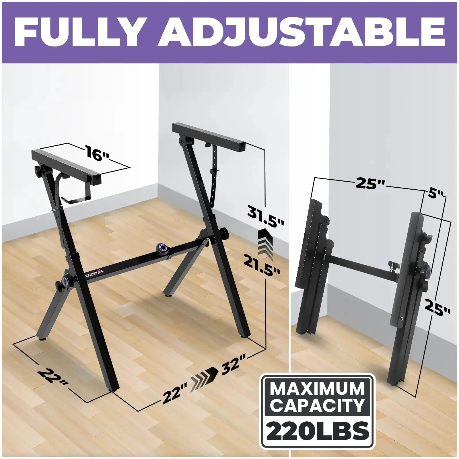 Foldable Z Style Black Piano Stand Liquid Stands