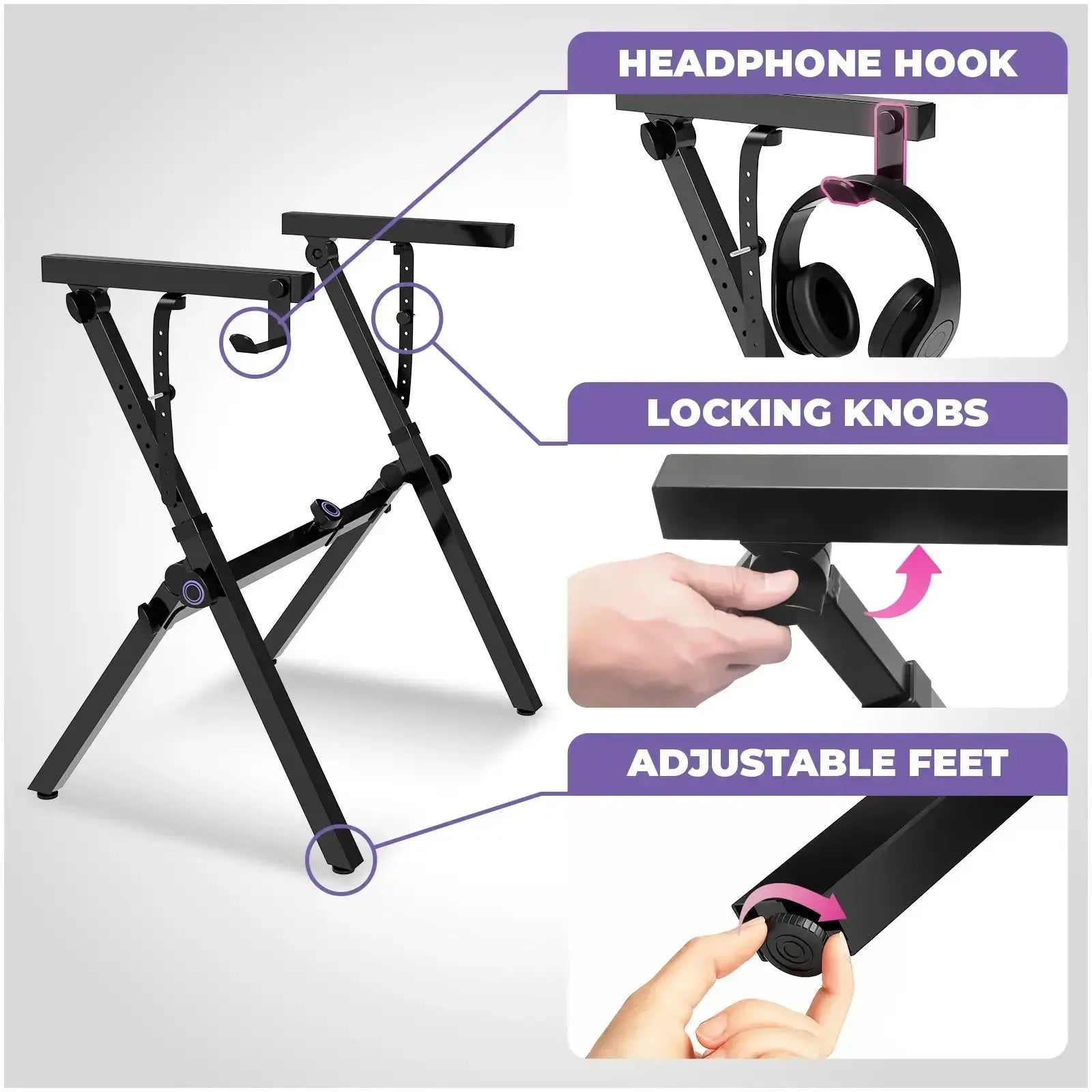 Foldable Z Style Black Piano Stand Liquid Stands