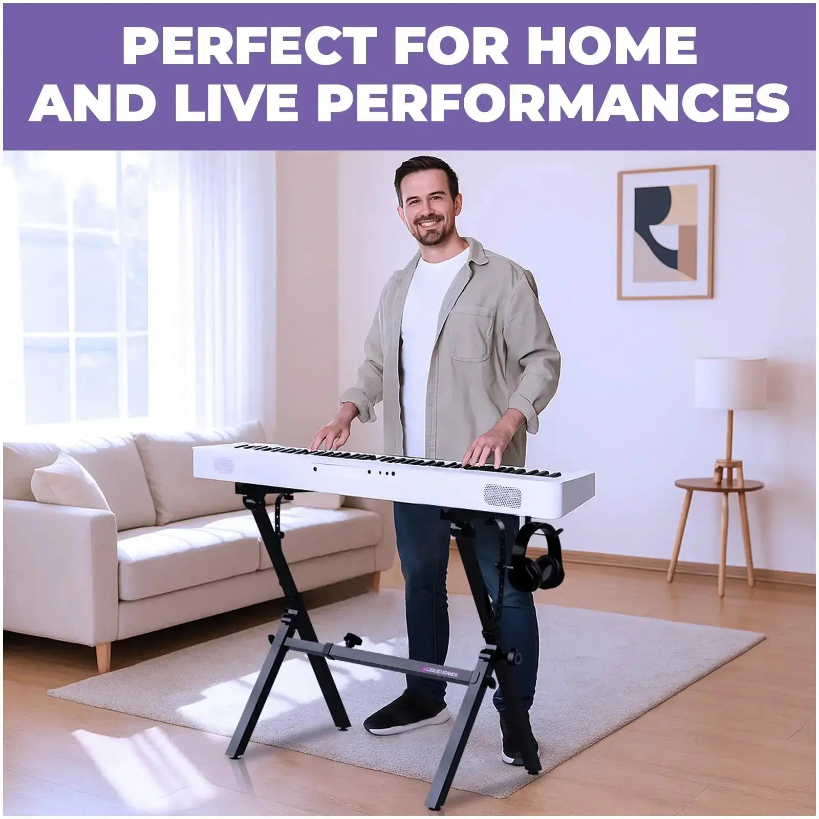 Foldable Z Style Black Piano Stand Liquid Stands