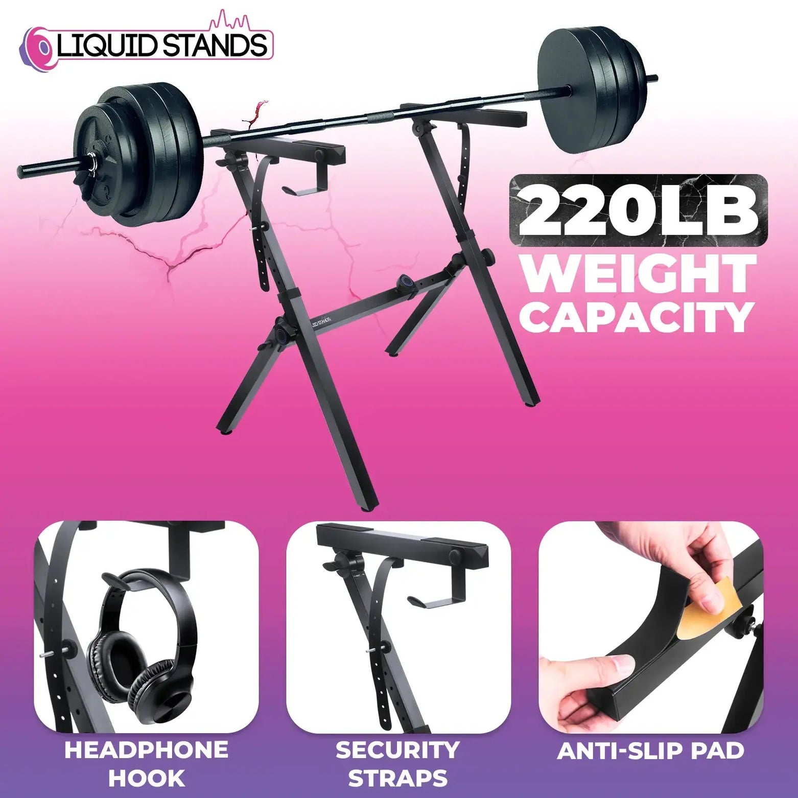 WS Foldable Z Shape Black Keyboard Stand Liquid Stands