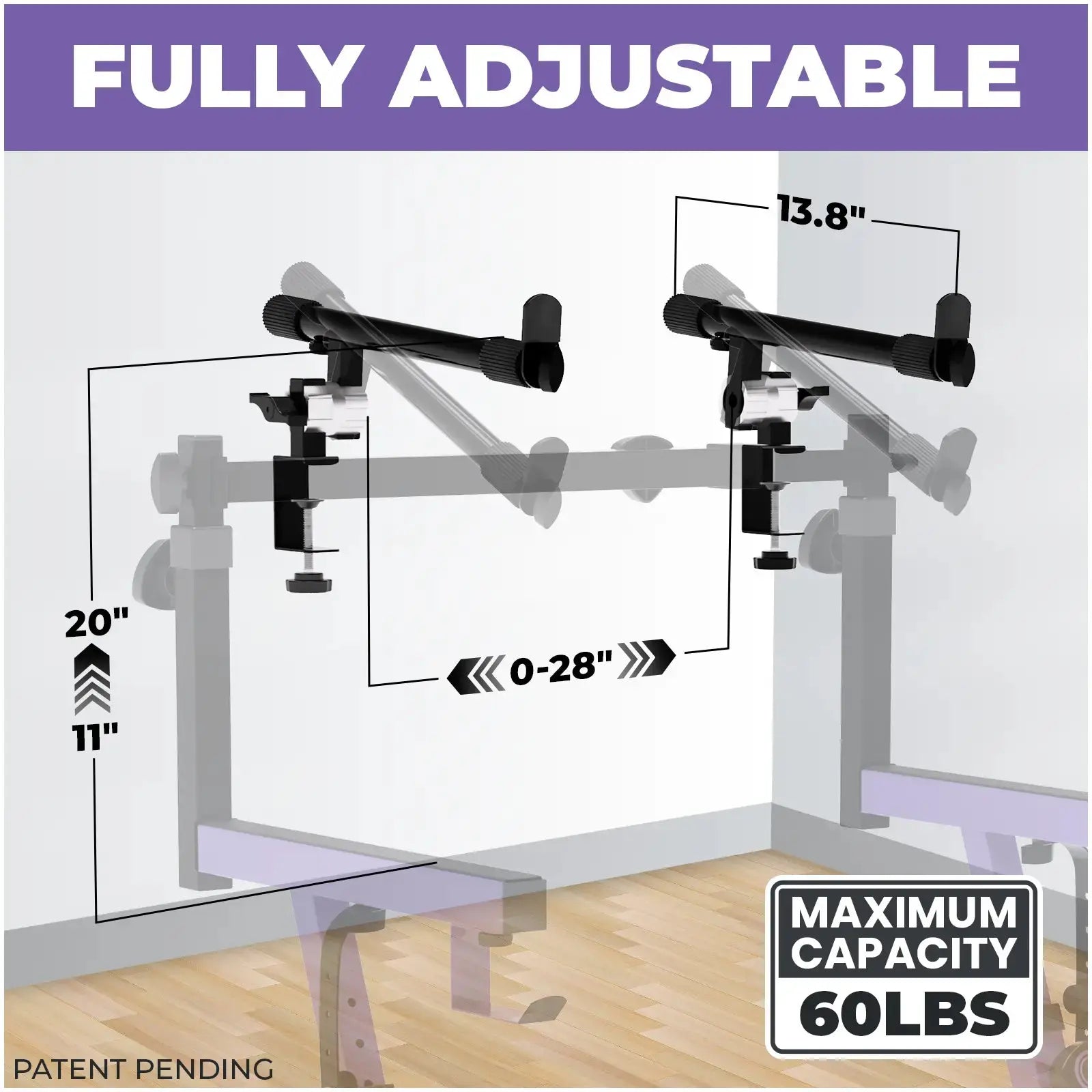 Adjustable 2-Tier Keyboard Stand Extender - Arms Only with Straps Liquid Stands