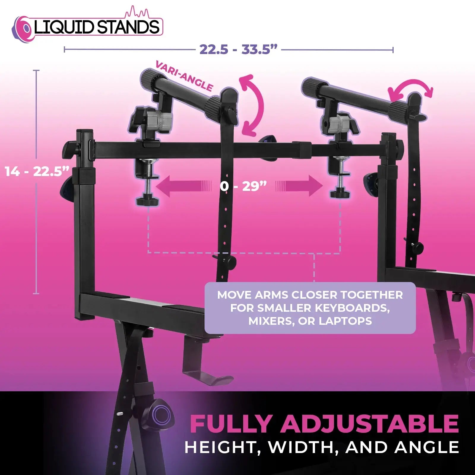 WS Adjustable 2nd Tier Keyboard Stand Attachment with Straps Liquid Stands
