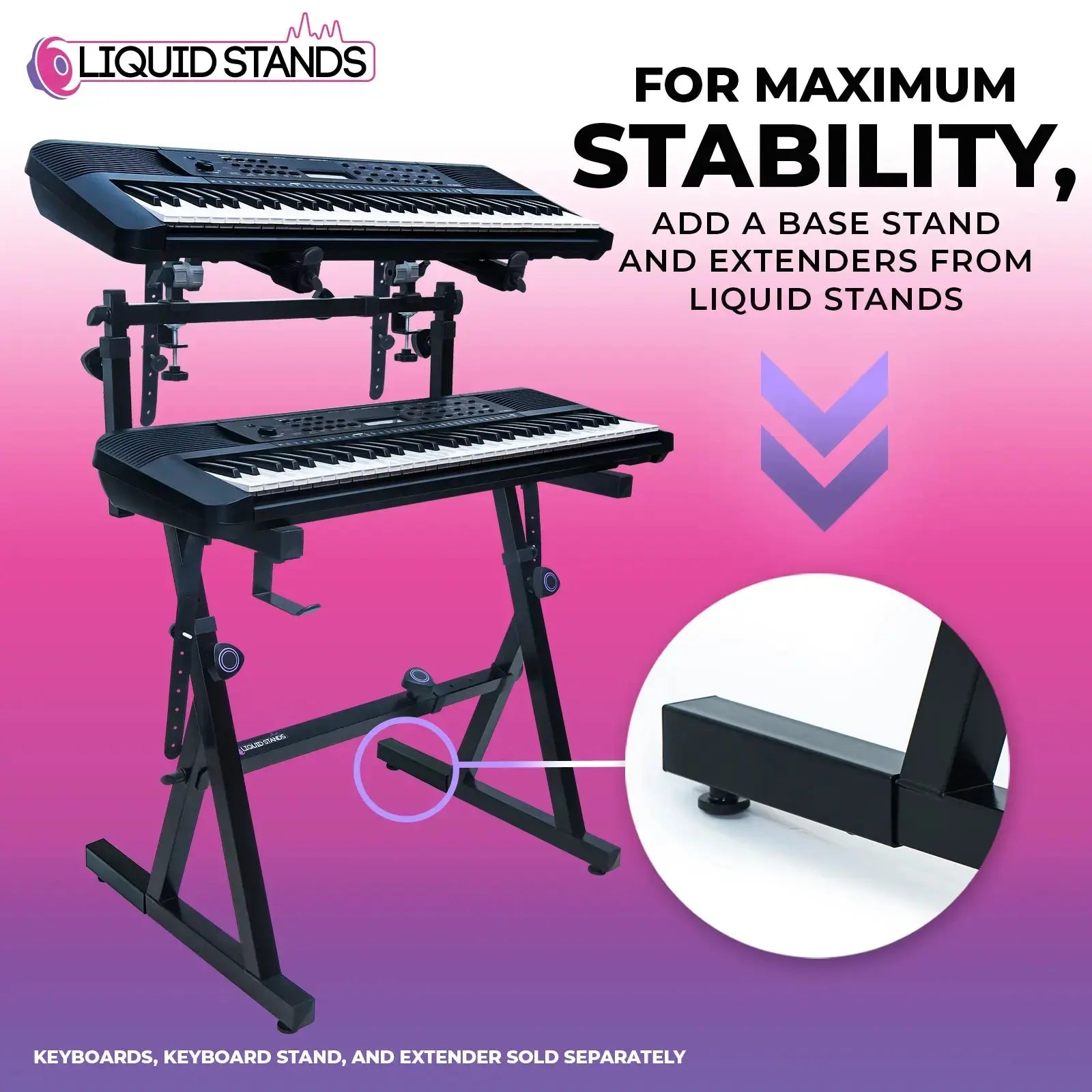 WS Adjustable 2nd Tier Keyboard Stand Attachment with Straps Liquid Stands