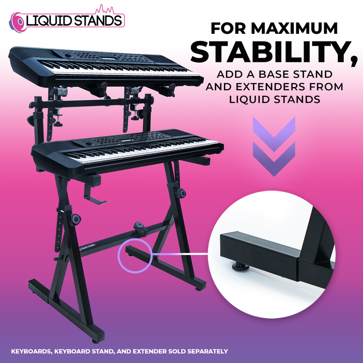 Adjustable 2nd Tier Keyboard Stand Attachment with Straps