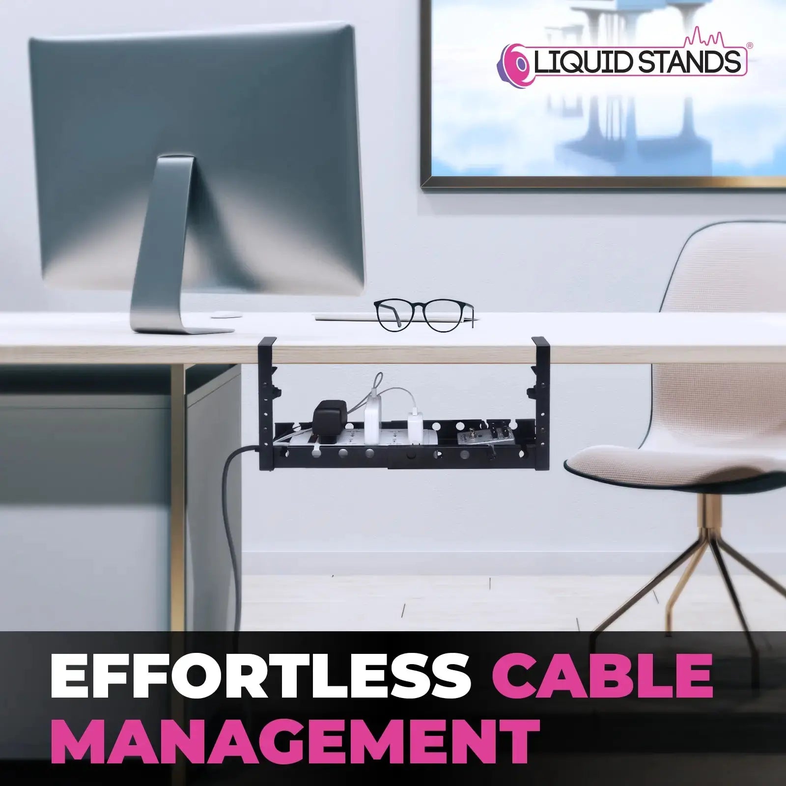 WS Extendable Under Desk Cable Management Tray Liquid Stands