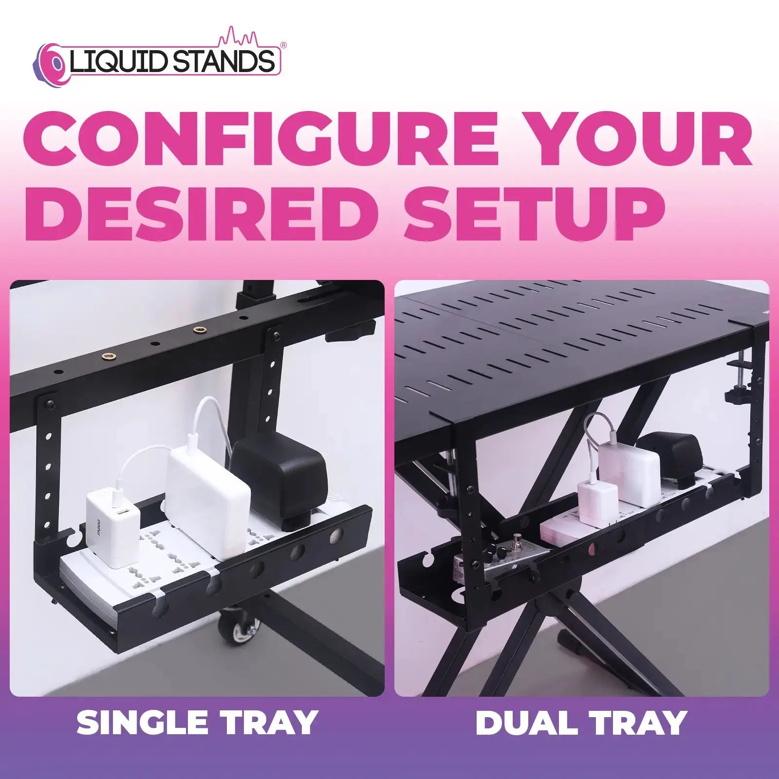 WS Extendable Under Desk Cable Management Tray Liquid Stands