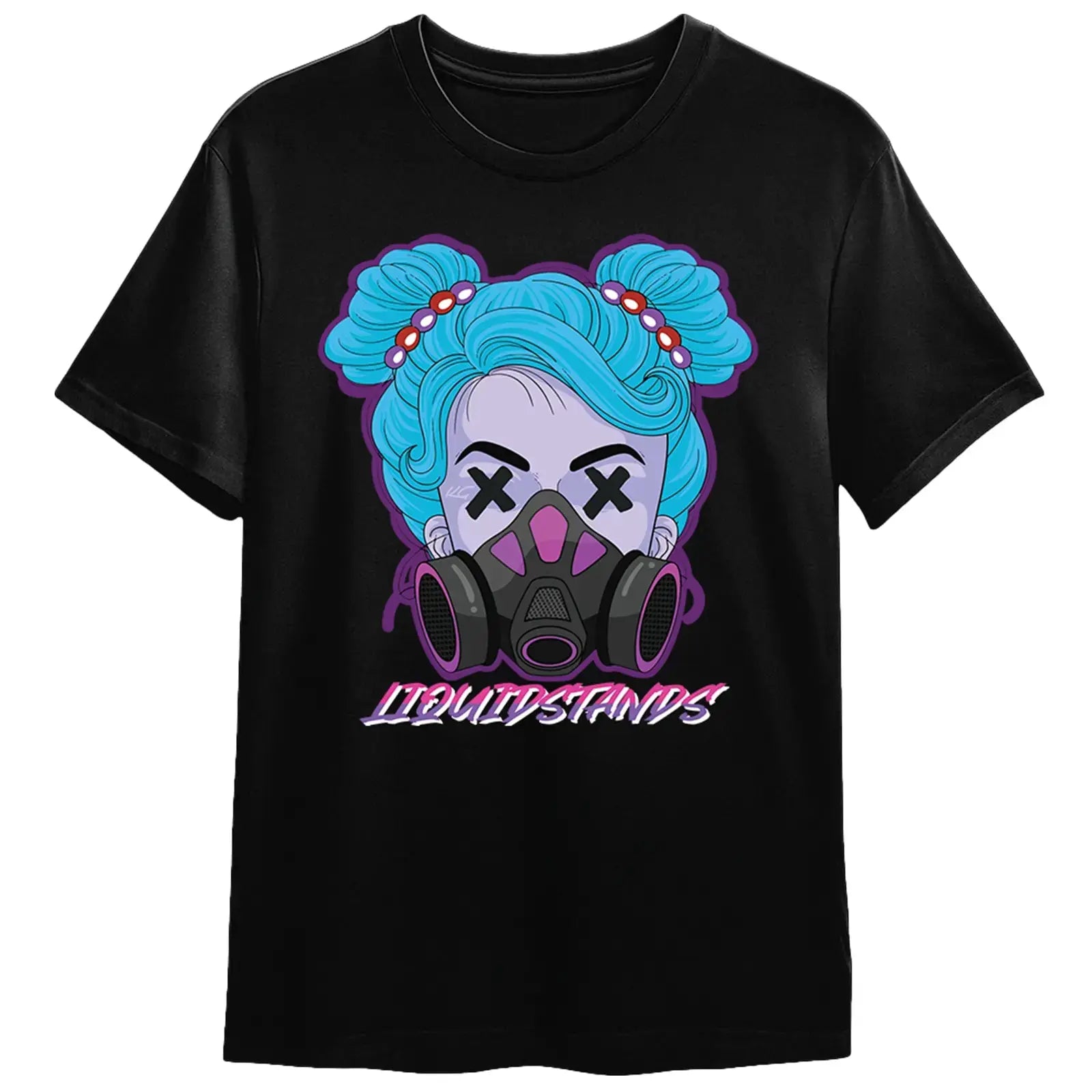 Short Sleeve T-Shirt - Gasmask Girl Liquid Stands
