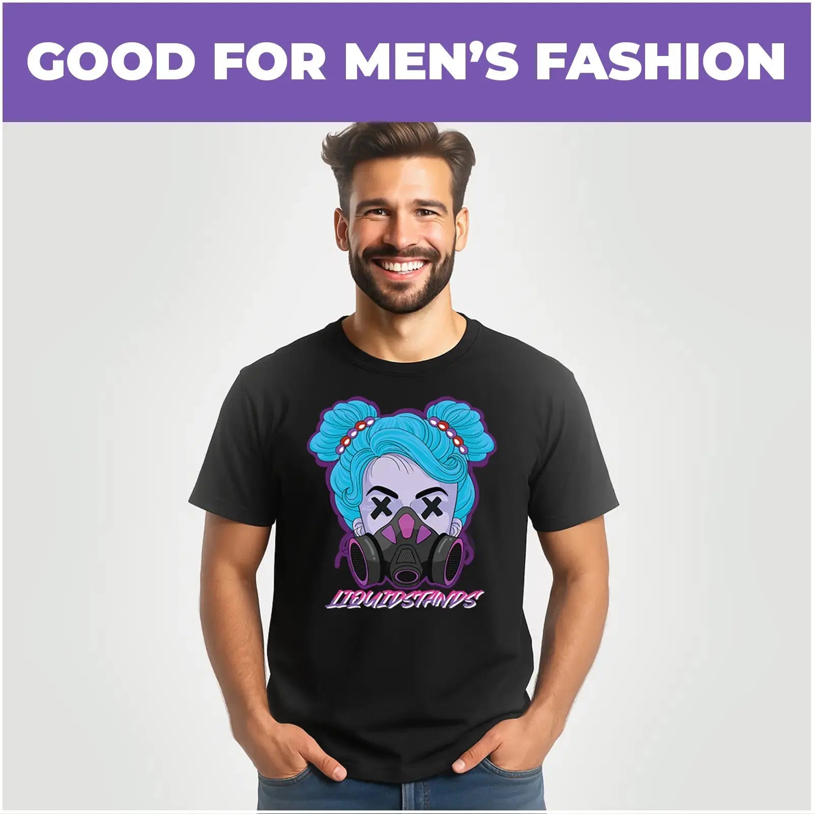 Short Sleeve T-Shirt - Gasmask Girl Liquid Stands