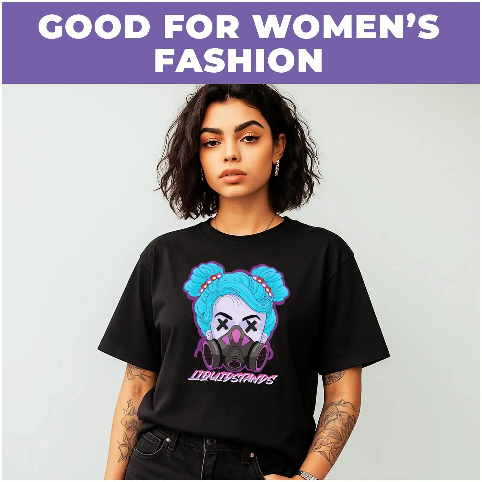 Short Sleeve T-Shirt - Gasmask Girl Liquid Stands