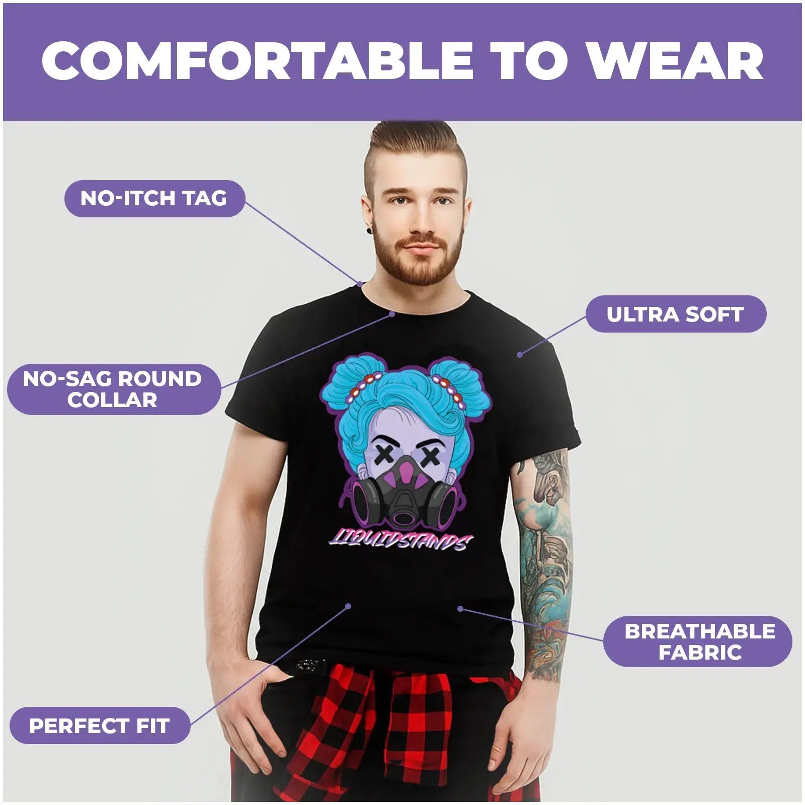 Short Sleeve T-Shirt - Gasmask Girl Liquid Stands