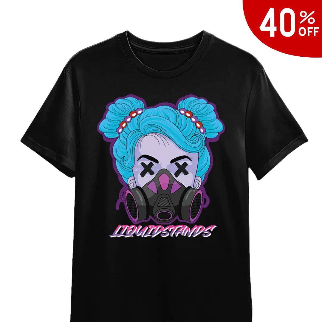 Short Sleeve T-Shirt - Gasmask Girl Liquid Stands