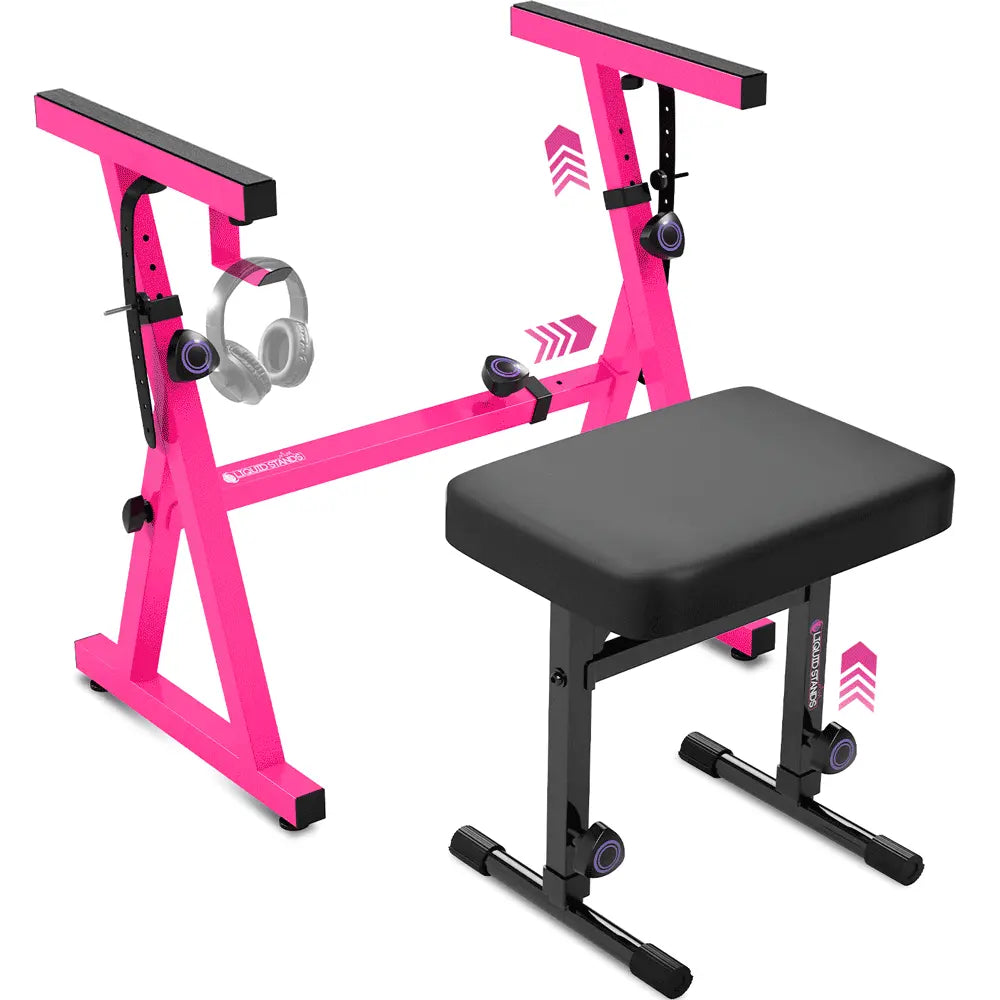Pink Piano Keyboard Stand and Bench Set - Liquid Stands