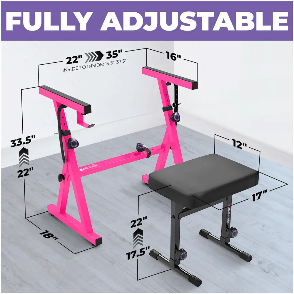 Pink Piano Keyboard Stand and Bench Set - Liquid Stands