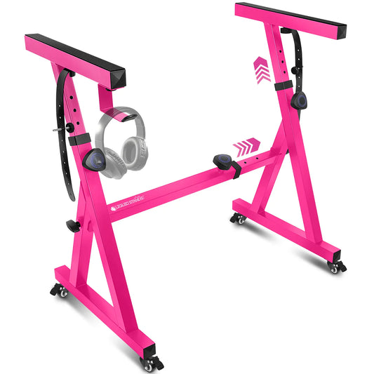 Adjustable Z Shape Pink Keyboard Stand with Wheels Liquid Stands