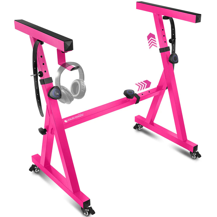 Adjustable Z Shape Pink Keyboard Stand with Wheels Liquid Stands